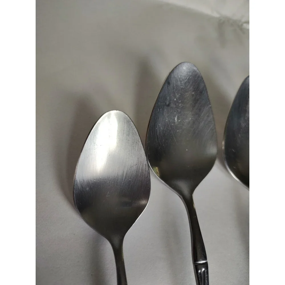Bamboo Stainless Steel Tablespoons Spoons & Teaspoon Made In Korea Lot Of 5